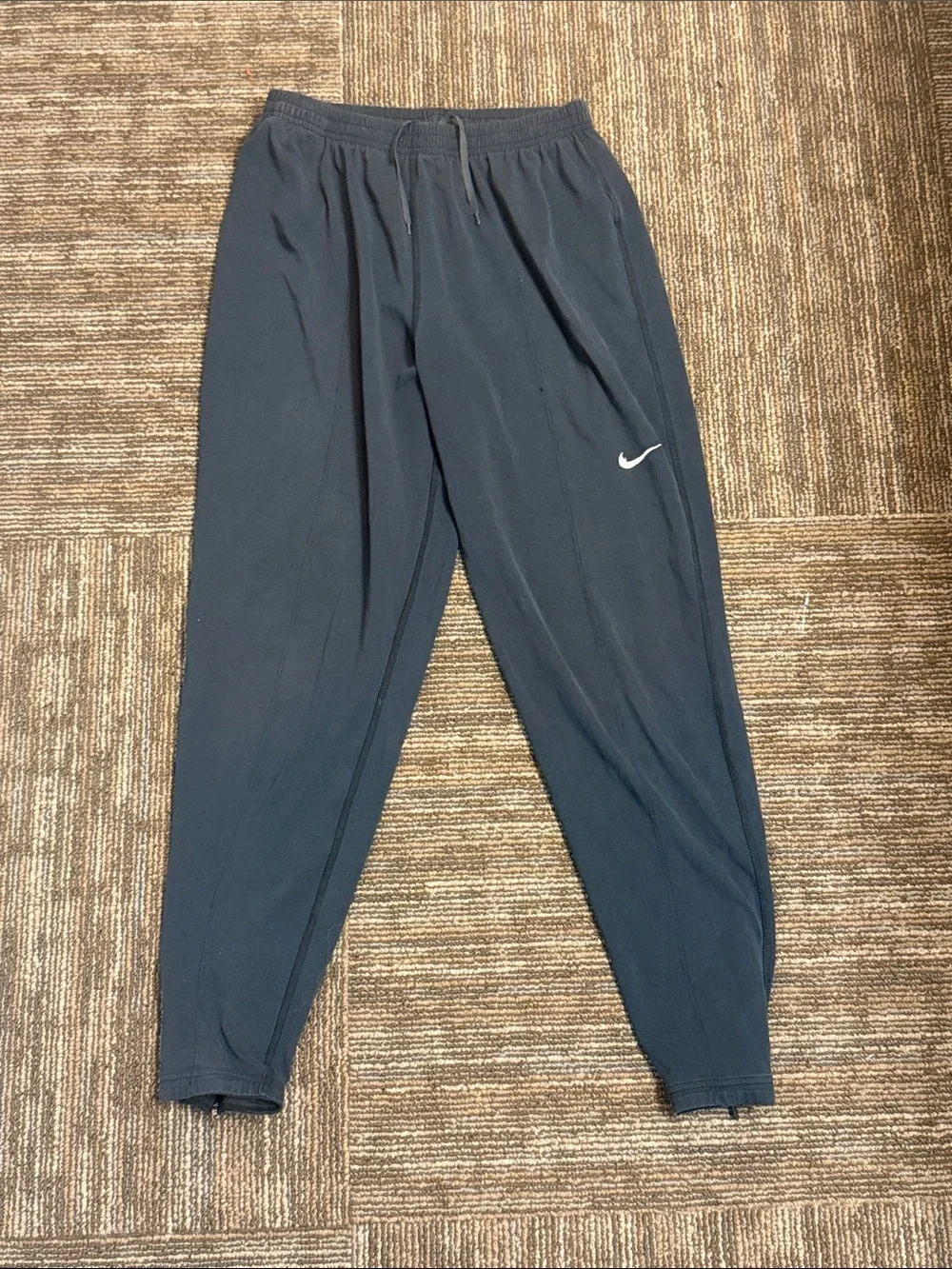 Nike Black Dri-FIT Light Weight Zippered Joggers with White Branding